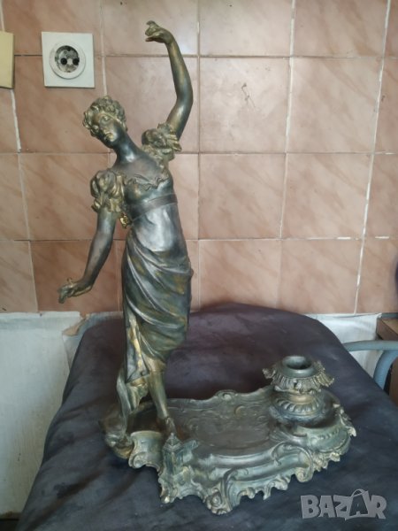 стар фигуративен свещник арт деко, снимка 1
