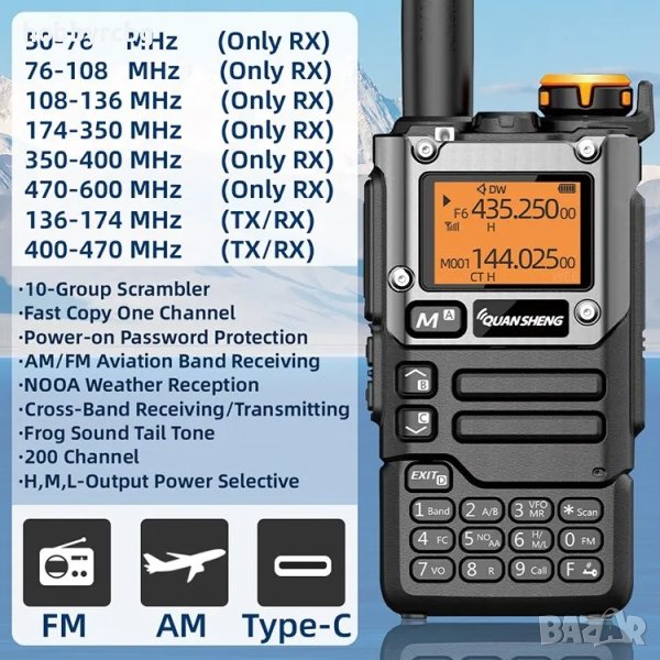 Радиостанция QUANSHENG UV-K5 (8) 5W 50-600MHz подобрен дизайн, снимка 1