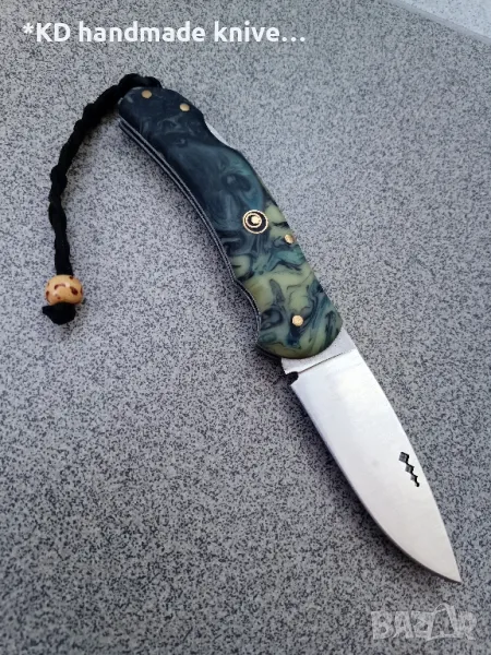 Сгъваем нож ръчно изработен + ПОДАРЪК кания, снимка 1