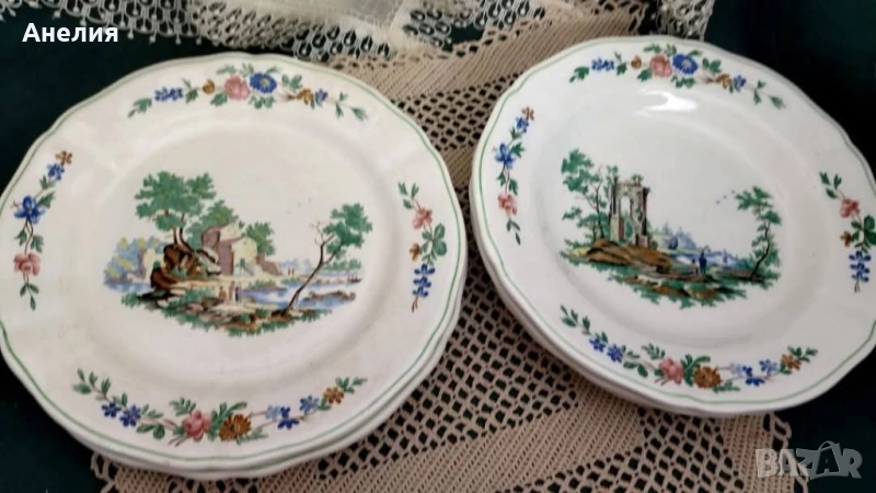 Gien France чинии със сцени , снимка 1