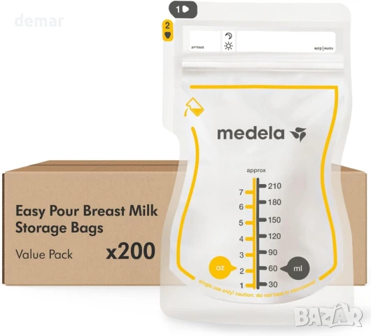 Торбички за съхранение на кърма Medela Easy Pour, 200 броя х 210 мл, еднократна употреба, снимка 1