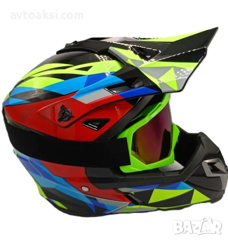 Каска Крос Мотор/Скутер/Бъги/Вело/АТВ с Очила -YF041, снимка 3 - Аксесоари и консумативи - 50827118