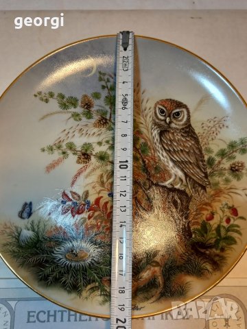 Австрийска порцеланова декоративна чиния сова, снимка 3 - Колекции - 37692757
