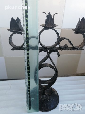 Ретро, свещник от ковано желязо, снимка 3 - Антикварни и старинни предмети - 43921275