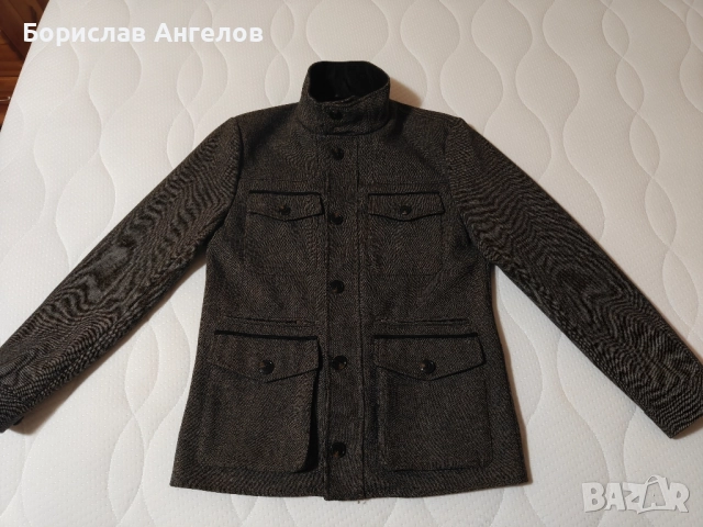H&M - Мъжко палто с цип и копчета - вталено!!! , снимка 2 - Палта - 52188794