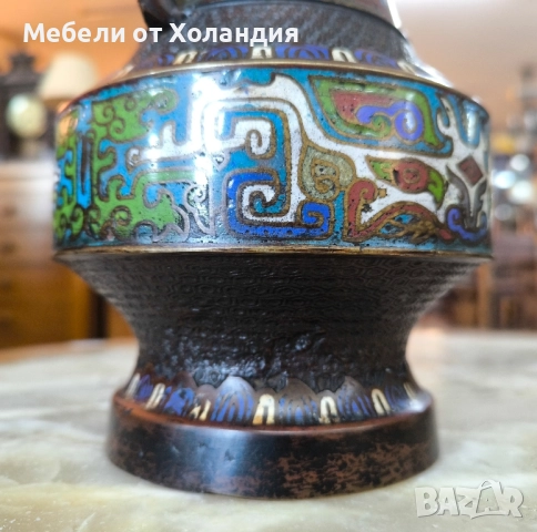 две японски вази Клоасон от 19-ти век, снимка 5 - Антикварни и старинни предмети - 52524839