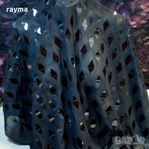 Италиански луксозен плат - копринен черен шифон с паети ромбове, снимка 2 - Рокли - 28190042