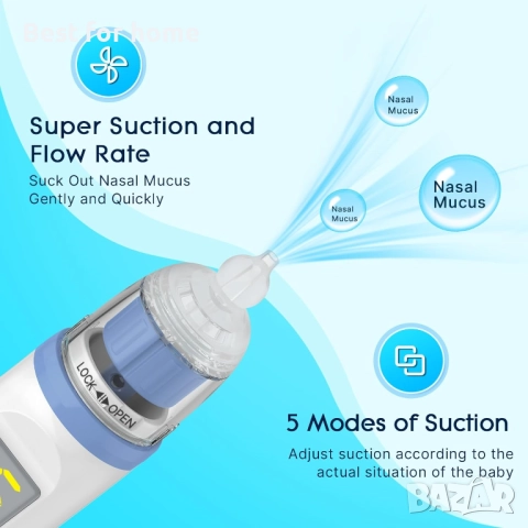  Hihened Електрически назален аспиратор за бебета,музика и светлина, снимка 5 - Други - 51856292