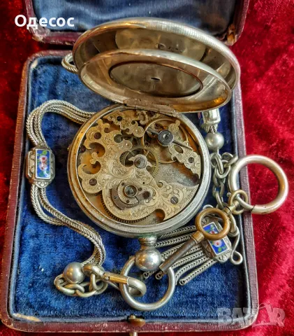 Уникален Швейцарски сребърен джобен часовник Skeleton Gothic  1850 г, снимка 2 - Антикварни и старинни предмети - 49184551