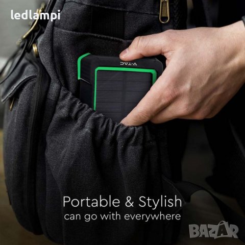 Външна Соларна Батерия 10000mAh Безжична Черна, снимка 6 - Безжични зарядни - 40073201