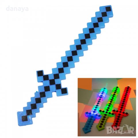 2293 Голям светещ меч Майнкрафт играчка Minecraft със звук, 62 см, снимка 1