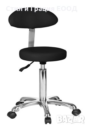 Козметичен/фризьорски стол - *табуретка с облегалка Fast+ 55/74 см - бяла/черна, снимка 2 - Друго оборудване - 28271595