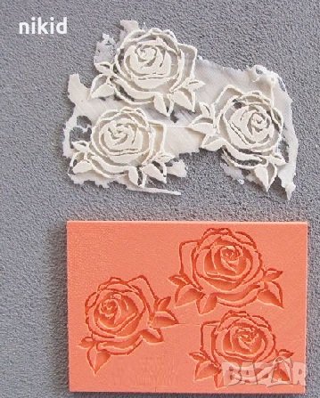 3 Рози с листа контур силиконов молд форма шондан шоколад