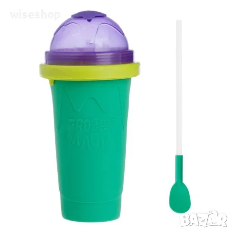 Чаша за скрежина/смути мейкър със сламка и лъжичка вместомост: 350мл, снимка 1