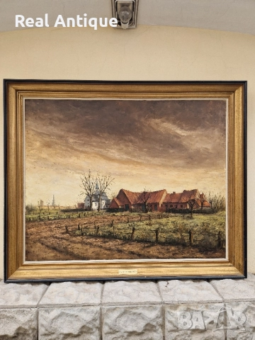 Уникална огромна антикварна майсторска авторска картина масло върху платно , снимка 2 - Картини - 51882416