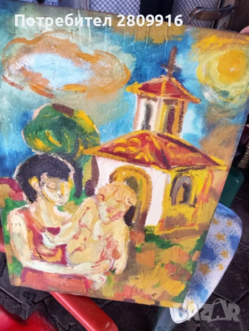 Стара картина масло, снимка 2 - Антикварни и старинни предмети - 53473786