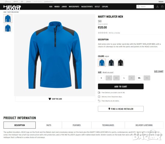 HEAD MARTY, среден слой, S,M,L,XL,XXL, нова, оригинална мъжка блуза, снимка 4 - Спортни дрехи, екипи - 43371755