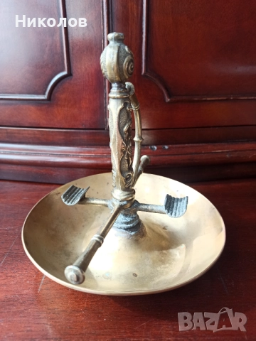 Месингов пепелник - дръжка на рапира, снимка 5 - Антикварни и старинни предмети - 51703177