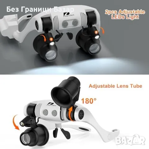 Нов Комплект увеличителни очила с LED и 9 пинсети за ремонт и бижута, снимка 8 - Други стоки за дома - 48017105