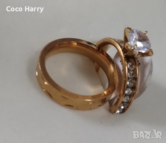 Комплект два пръстена,медицинска стомана, снимка 4 - Пръстени - 52897505