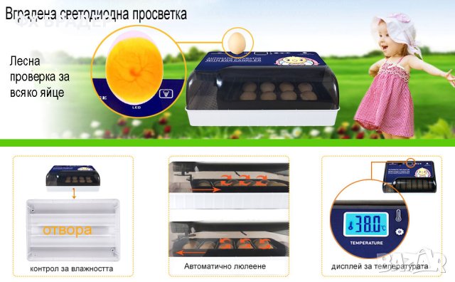 ПРОМОЦИЯ! Автоматичен инкубатор за 12 броя яйца, снимка 4 - Други стоки за животни - 44082486
