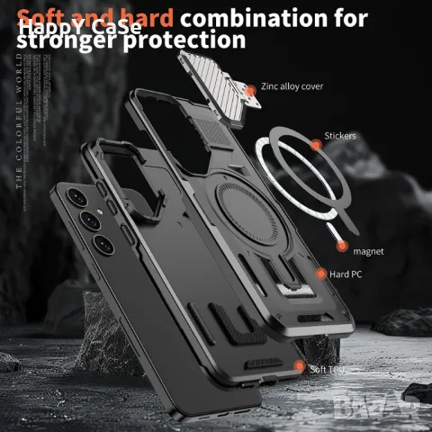 Samsung Galaxy S25 Ultra S25+ A56 A26 A16 / CamCover MagSafe Удароустойчив кейс гръб калъф с магнит, снимка 3 - Калъфи, кейсове - 49469397