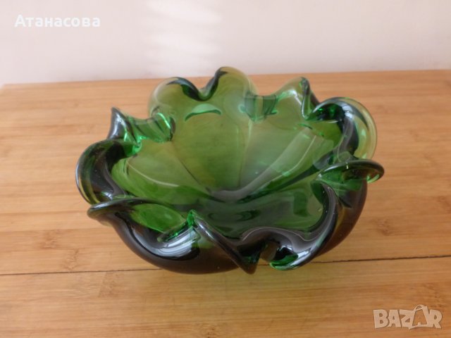 Голям пепелник стъклена купа бонбониера Мурано, снимка 4 - Декорация за дома - 43856643