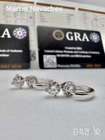 Сребърни обеци с мойсанит (Диамант) 0.5 карата, снимка 9 - Обеци - 53438296