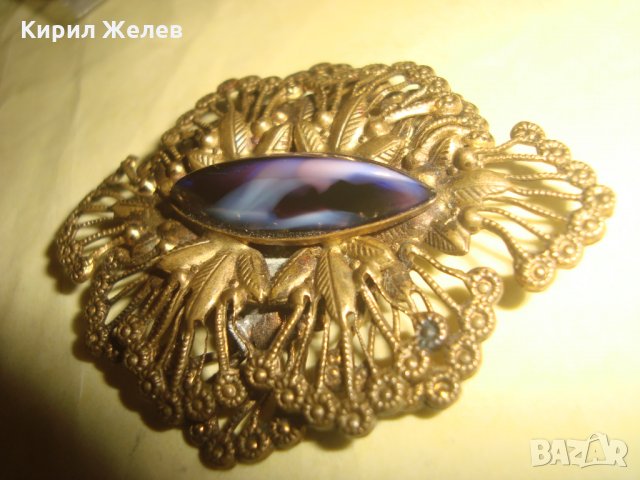 СТАРИННА БРОНЗОВА СКЪПОЦЕННА БРОШКА с МУРАНО СКЪПОЦЕННО ВЕНЕЦИАНСКО СТЪКЛО АРТ ДЕКО 22323, снимка 10 - Антикварни и старинни предмети - 33135753