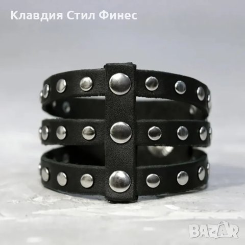 Фетиш кожена гривна с капси, снимка 2 - Гривни - 42974309