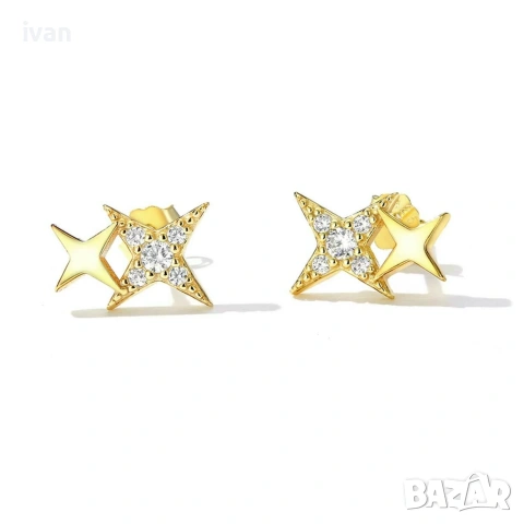 сребърни Обеци 925 с позлата. в кутия 