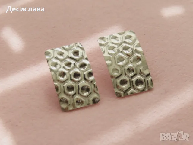 Правоъгълни сребърни обеци, снимка 1