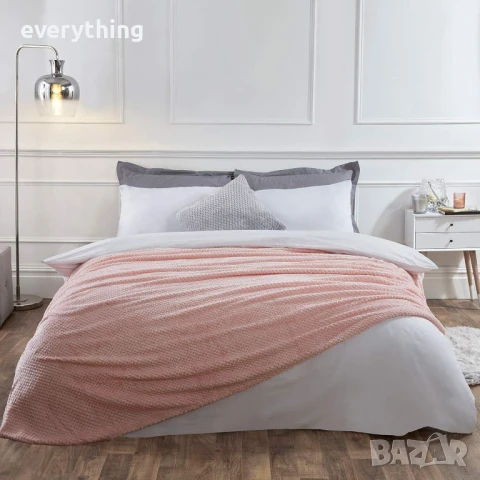 Dreamscene Меко вафлено одеяло с пчелна пита - бледо розово King Size 200cm x 240cm