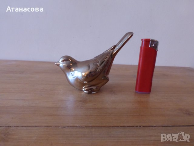 Чешка порцеланова фигура Птица Птиче 1990 г златиста
