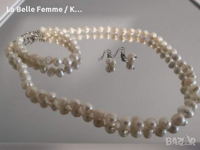 Комплект от перли - колие, гривна и обеци, снимка 5 - Бижутерийни комплекти - 38108058