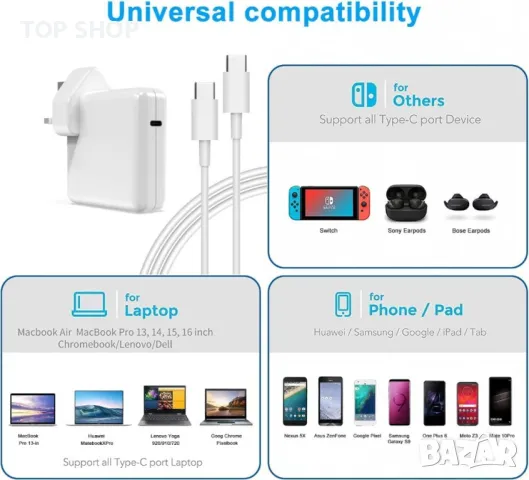 Ново зарядно 96W за лаптоп Mac Book Pro захранващ Стенен адатпер, снимка 3 - Друга електроника - 49202987