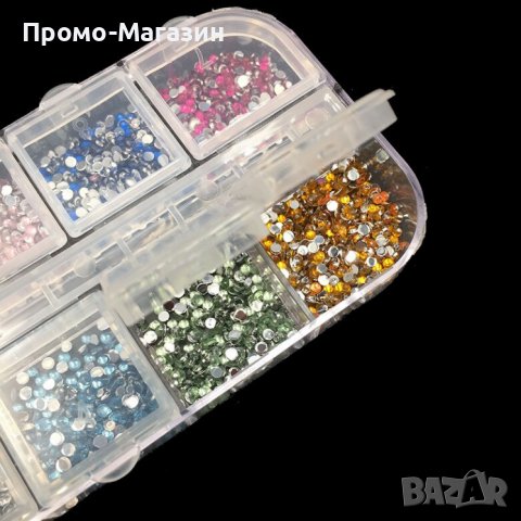 Разноцветни камъчета в кутия за маникюр., снимка 4 - Продукти за маникюр - 39469998