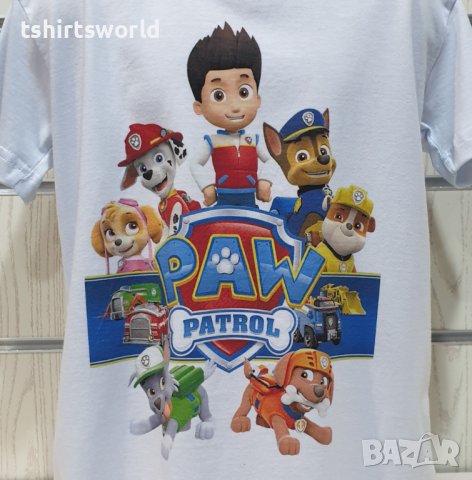 Нова детска тениска с дигитален печат PAW Patrol (Пес патрул) в бял цвят, снимка 3 - Детски тениски и потници - 36598934