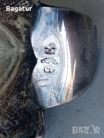 Фламандски свещник,19век,маркиран, арт нуво, посребрен, Ррр!, снимка 11 - Антикварни и старинни предмети - 52525671