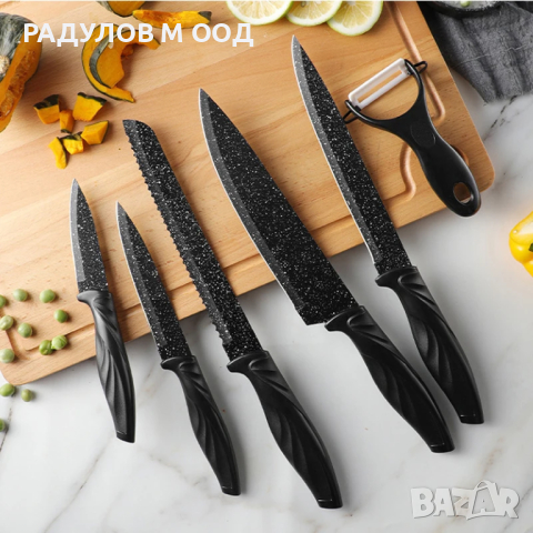 Комплект 6 броя ножове с незалепващо покритие , снимка 2 - Прибори за хранене, готвене и сервиране - 44892743