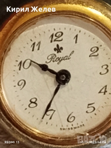 Стар механичен часовник дамски Royal swiss made позлатен за КОЛЕКЦИЯ 51550, снимка 3 - Антикварни и старинни предмети - 52363803