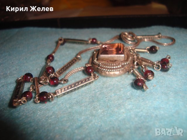 СТАРИННО СКЪПОЦЕННО СРЕБЪРНО КОЛИЕ СРЕБРО 800 с АМЕТИСТ АРТ ДЕКО АНГЛИЯ ЮВЕЛИРЕН РЪЧЕН УНИКАТ 26439, снимка 15 - Антикварни и старинни предмети - 34854596