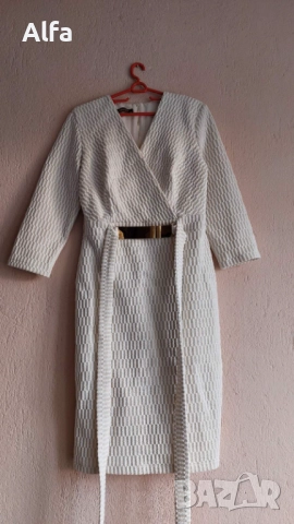 Елегантна официална рокля – размер 40, цвят "ванилия", снимка 2 - Рокли - 52549681