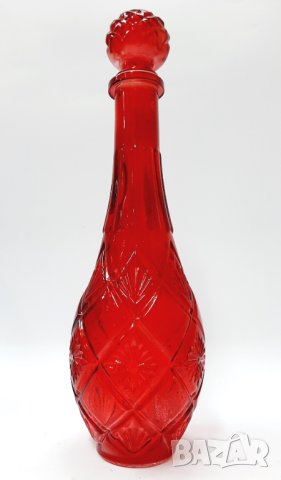 Гарафа червено стъкло, декантер(13.2), снимка 2 - Антикварни и старинни предмети - 43581934