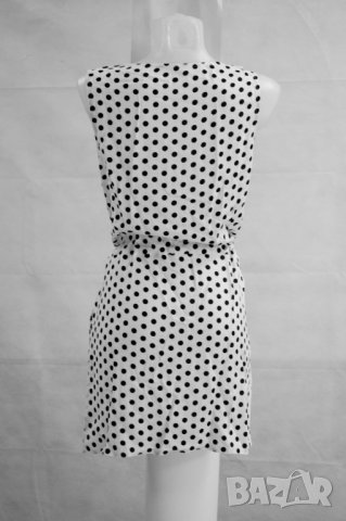 Лятна бяла рокля на черни точки - M, снимка 3 - Рокли - 43111805