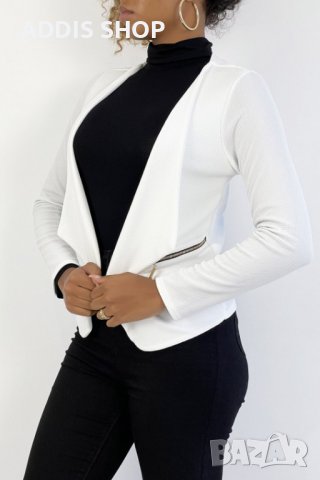 Дамско сако (блейзър) с ревер и джобове с цип, 3цвята - 024, снимка 9 - Сака - 43597712