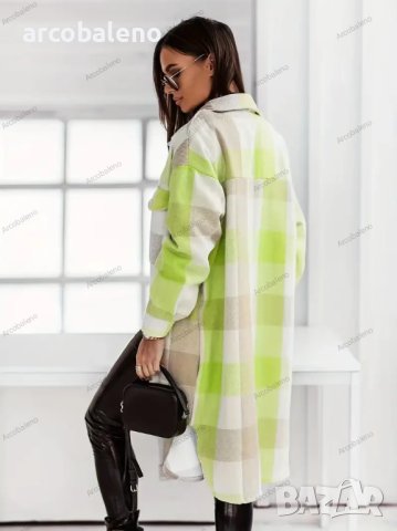 Дамска фланелена карирана дълга модерна риза (яке), 4цвята , снимка 11 - Якета - 43398484