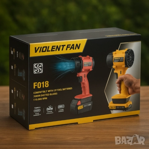 Мощен акумулаторен вентилатор Violent Fan F018 – 110,000 RPM сила за охлаждане и продухване, снимка 3 - Друга електроника - 51854893
