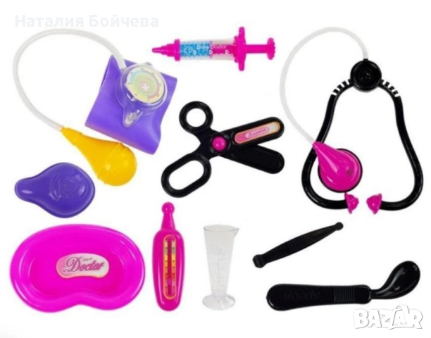 Детска докторска чанта Baby Doc с аксесоари – Червена, снимка 3 - Образователни игри - 53381818