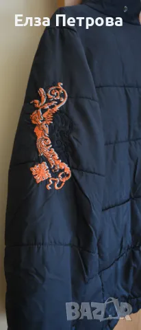 Дамско есенно/пролетно яке от шушляк с оранжева бродерия; 2XL÷3XL, снимка 3 - Якета - 43860824